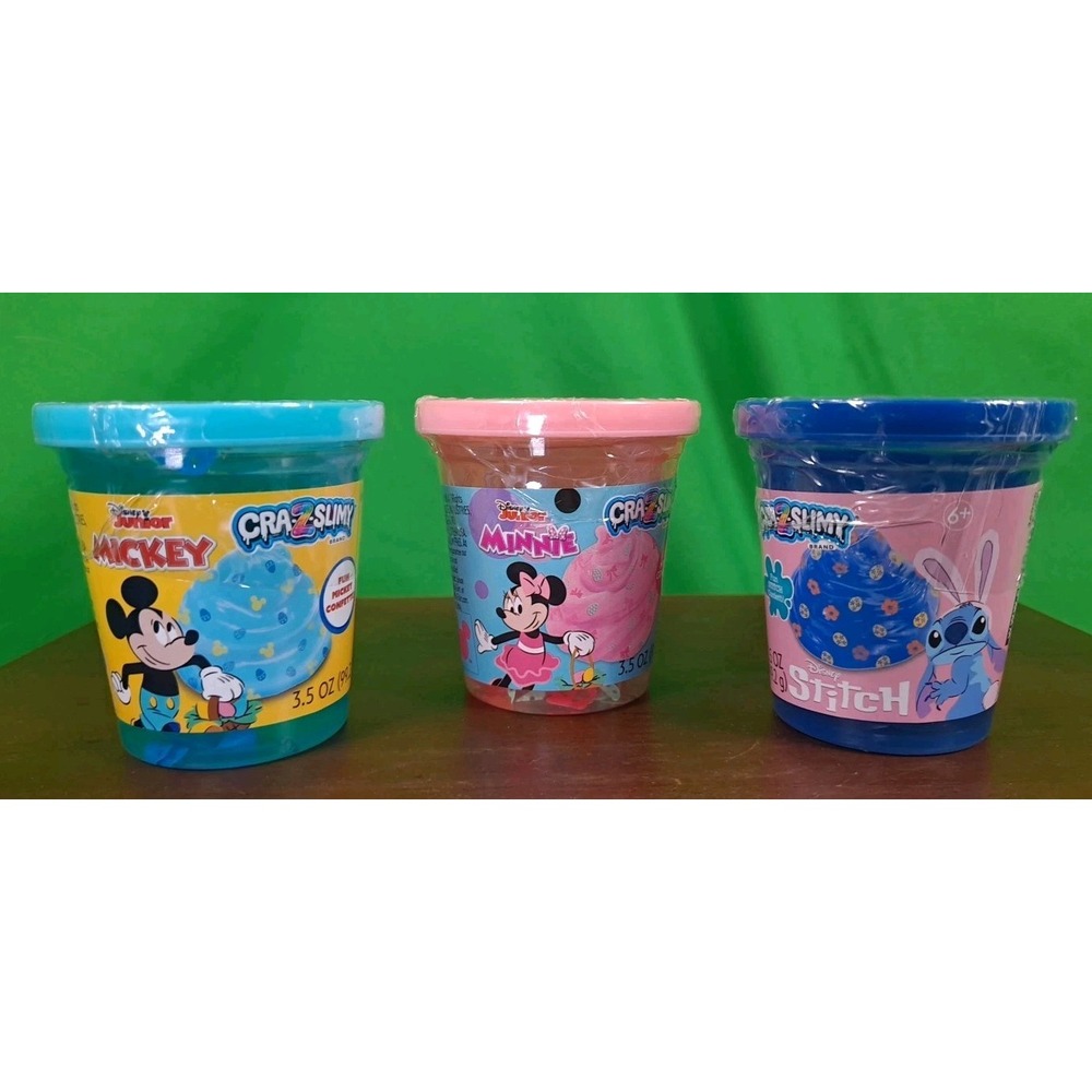 Lot of 3 Disney Cra-Z-Slimy Slime Stitch‎ Mickey Mouse Minnie Mouse NIP SEALED